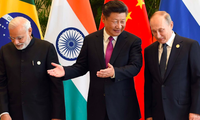(Từ trái qua phải) Thủ tướng Ấn Độ Narendra Modi, Chủ tịch Trung Quốc Tập Cận Bình, Tổng thống Nga Vladimir Putin tại Thượng đỉnh G20 năm 2016. Ảnh: Getty Images 