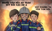 Cộng đồng mạng xúc động trước những bức tranh tri ân 3 chiến sĩ cảnh sát hy sinh khi chữa cháy