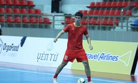 Các cầu thủ Futsal ra quân với mục tiêu là tấm HCV sau khi đã 2 lần liên tiếp góp mặt ở sân chơi World Cup. Ảnh Như Ý