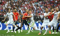Đội tuyển Nga chiến thắng đội tuyển Tây Ban Nha trên chấm 11 m trong trận đấu tối 1/7. Ảnh: AP.