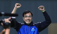 Xạ thủ Hoàng Xuân Vinh trong khoảnh khắc lịch sử giành HCV Olympic 2016. Ảnh: I.T