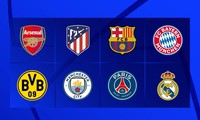 8 đội bóng lọt vào vòng tứ kết Champions League.