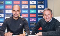 Pep Guardiola và Txiki Begiristain. 