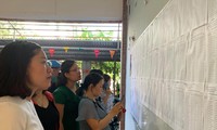 Phụ huynh xem kết quả tuyển sinh lớp 6 tại Trường Lương Thế Vinh năm 2019 Ảnh: Nguyễn Hà 
