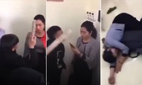 Cô giáo H, bị học sinh dồn vào tường, có lời lẽ xúc phạm (ảnh cắt từ video) 