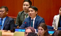 Anh Nguyễn Ngọc Lương phát biểu tại phiên toàn thể Diễn đàn Thanh niên ECOSOC 2024 Ảnh: Đăng Phúc 