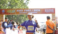 Nữ nhà báo Khương Xuân về đích “xinh tươi” cự ly 5 km tại giải Tiền Phong Marathon năm 2018 tại Buôn Ma Thuột ảnh: Như Ý