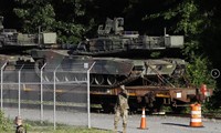 Xe tăng M1A1 Abrams ở ngoại ô Washington Ảnh: AP 