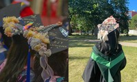 Sau chụp ảnh kỷ yếu kiểu Mỹ, Gen Z xứ Trung tạo trend &quot;kết hoa&quot; trên mũ tốt nghiệp