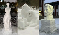 Đắp tuyết &quot;nhà người ta&quot; toàn siêu phẩm: Olaf đời thực, có cả tượng Thần Vệ nữ