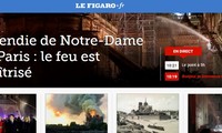 Trang nhất của báo điện tử Le Figaro của Pháp với các bài về vụ hỏa hoạn tại nhà thờ Đức Bà Paris.