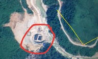 Vị trí thủy điện Rào Trăng 3 trên Google Map (khoanh đỏ), cách thủy điện này 3km là vị trí được cho là đoàn công tác gặp nạn do lở đất trong đêm.