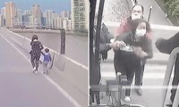 Thấy người phụ nữ định ôm con nhảy cầu, bác lái xe buýt ở Trung Quốc hành động cực nhanh