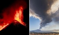 Video núi lửa hoạt động mạnh nhất châu Âu phun trào, nhuộm đỏ rực cả bầu trời