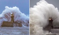 Video bão Babet gây sóng dữ dội như Ngày Tận thế, bao trùm ngọn hải đăng cao 26 mét