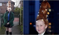 Poppy Leigh muốn để mái tóc của mình như một cây thông Giáng sinh vào tuần cuối cùng ở trường. 