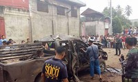 Hiện trường vụ nổ tại đảo Basilan, Philippines ngày 1/10. Ảnh: EPA