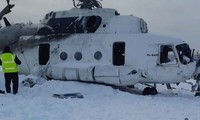 Chiếc Mi-8 bị rơi ngay khi vừa cất cánh do bão tuyết. Ảnh: 24.mchs.gov.ru