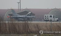 Một máy bay chiến đấu tại căn cứ không quân Kunsan ở Gunsan, tỉnh Bắc Jeolla.Ảnh: Yonhap