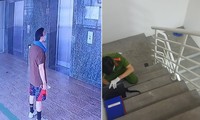 Hình ảnh camera an ninh xác định nghệ sĩ Chí Tài tập thể dục buổi sáng về thì gục tại cầu thang bộ tầng 7 và công an khám nghiệm hiện trường.