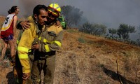 Lính cứu hỏa tại một đám cháy rừng ở Faramontanos de Tabara, Tây Ban Nha ngày 19.7