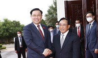 Hình ảnh Chủ tịch Quốc hội Vương Đình Huệ hội kiến Thủ tướng Lào Phankham Viphavanh 