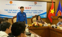 Anh Nguyễn Minh Triết, Bí thư T.Ư Đoàn, Chủ tịch T.Ư Hội SVVN phát biểu tại buổi gặp mặt