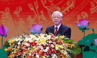 Tổng Bí thư Nguyễn Phú Trọng phát biểu tại Lễ kỷ niệm. Ảnh Như Ý