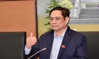Thủ tướng Chính phủ Phạm Minh Chính tại phiên thảo luận (Ảnh: Như Ý)