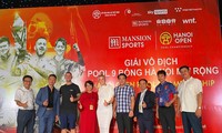 Ban tổ chức thông tin về giải Hanoi Open Pool Championship 2024. Ảnh: Hà An 