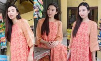 Hoa hậu Thùy Tiên giản dị trên đường phố Hà Nội trong tà áo dài đón năm mới 2024