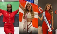 Dàn thí sinh đầu tiên khởi hành tới Miss World, tràn ngập sắc đỏ tại sân bay