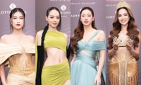 Hoa hậu Thanh Thủy khoe vòng eo siêu thực trên thảm đỏ họp báo nhan sắc