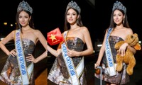 Lydie Vũ được trao vương miện ở sân bay trong ngày đi thi Miss Supranational