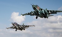 Máy bay chiến đấu Su-25 của Nga bay trên bầu trời Syria. Ảnh: Sputnik