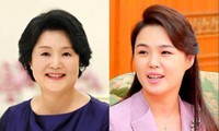 Bà Kim Jung-sook (trái) và bà Ri Sol-ju (phải).