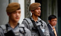 Chiến binh Gurkha tham gia bảo vệ diễn đàn Shangri-La cuối tuần trước tại Singapore. Ảnh: Reuters