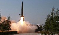 Tên lửa tầm ngắn được Triều Tiên phóng hôm 9/5. Ảnh: KCNA