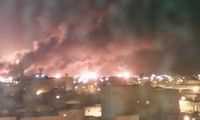 Vụ cháy ở Abqaiq. Ảnh: Twitter