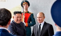 Chủ tịch Triều Tiên Kim Jong-un và Tổng thống Nga Vladimir Putin. Ảnh: ED News