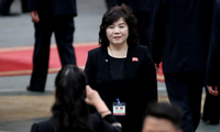 Bà Choe Son Hui tháp tùng Chủ tịch Kim Jong-un trong chuyến thăm chính thức Việt Nam tháng 3/2019. Ảnh: Reuters