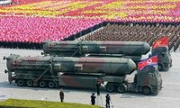 Lễ duyệt binh ngày 16/4/2017 của Triều Tiên. Ảnh: Yonhap