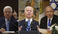 Từ trái sang: Tổng thống Palestine Mahmoud Abbas, Tổng thống Mỹ Joe Biden, Thủ tướng Israel Benjamin Netanyahu. Ảnh: RT