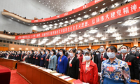 Đại hội Đảng Cộng sản Trung Quốc lần thứ 20 khai mạc sáng 16/10 tại Đại lễ đường Nhân dân ở Bắc Kinh. Ảnh: Xinhua.