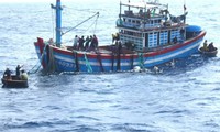 Tàu cá Bình Định cứu 4 ngư dân Phú Yên gặp nạn trên biển