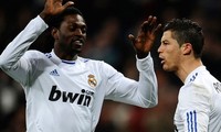 Adebayor và Ronaldo từng có quãng thời gian gắn bó trong màu áo Real Madrid.