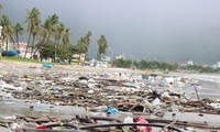 Bãi biển Đà Nẵng ngập rác sau bão