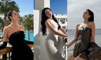 Á hậu Bùi Khánh Linh luôn nhắm mắt khi chụp ảnh ở Miss Intercontinental 2024