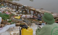 Xác lợn bệnh chết nổi lềnh phềnh trên kênh khu vực xã Hoàng An, huyện Hiệp Hòa (Bắc Giang), đoạn giao với huyện Phú Bình (tỉnh Thái Nguyên).