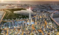 Hình ảnh mô phỏng dự án Dubai Creek Harbour trong đó có toà nhà cao nhất thế giới The Tower
